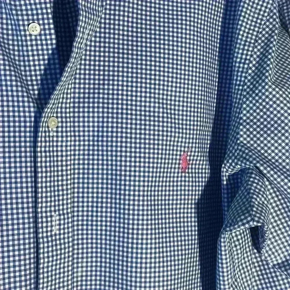 MENS RALPH LAUREN LONG SLEEVE BLUE/WHITE CHECKERED BUTTON DOWN SHIRT SIZE 2XB - Picture 3 of 5